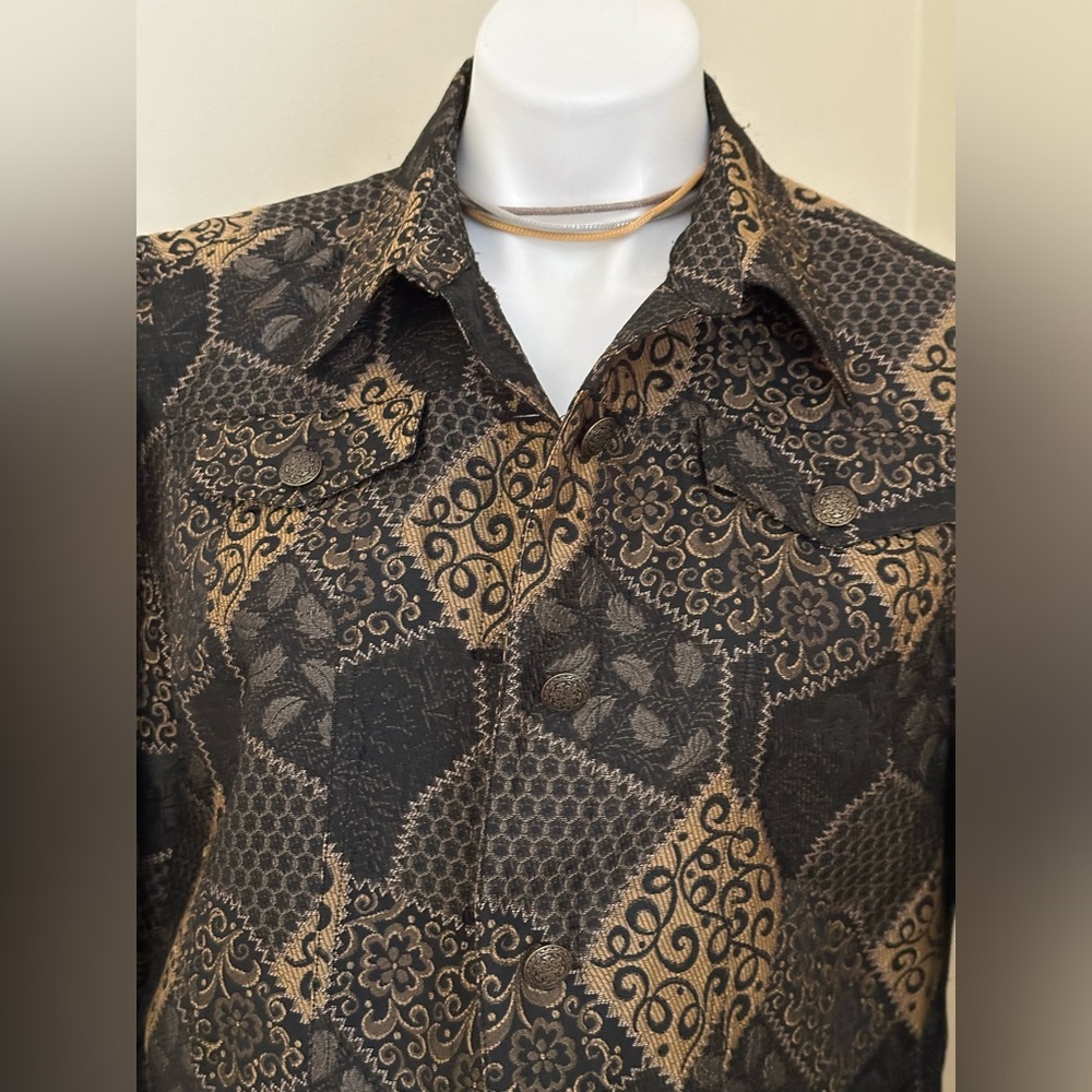 Ruby Rd Black Gold Light Jacket Patch Pattern.Met… - image 3